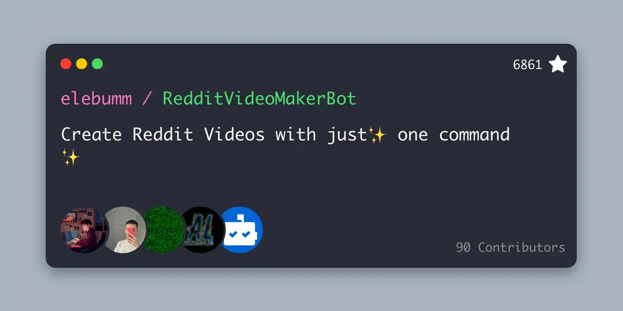 The Reddit Video Maker Bot GitHub repository